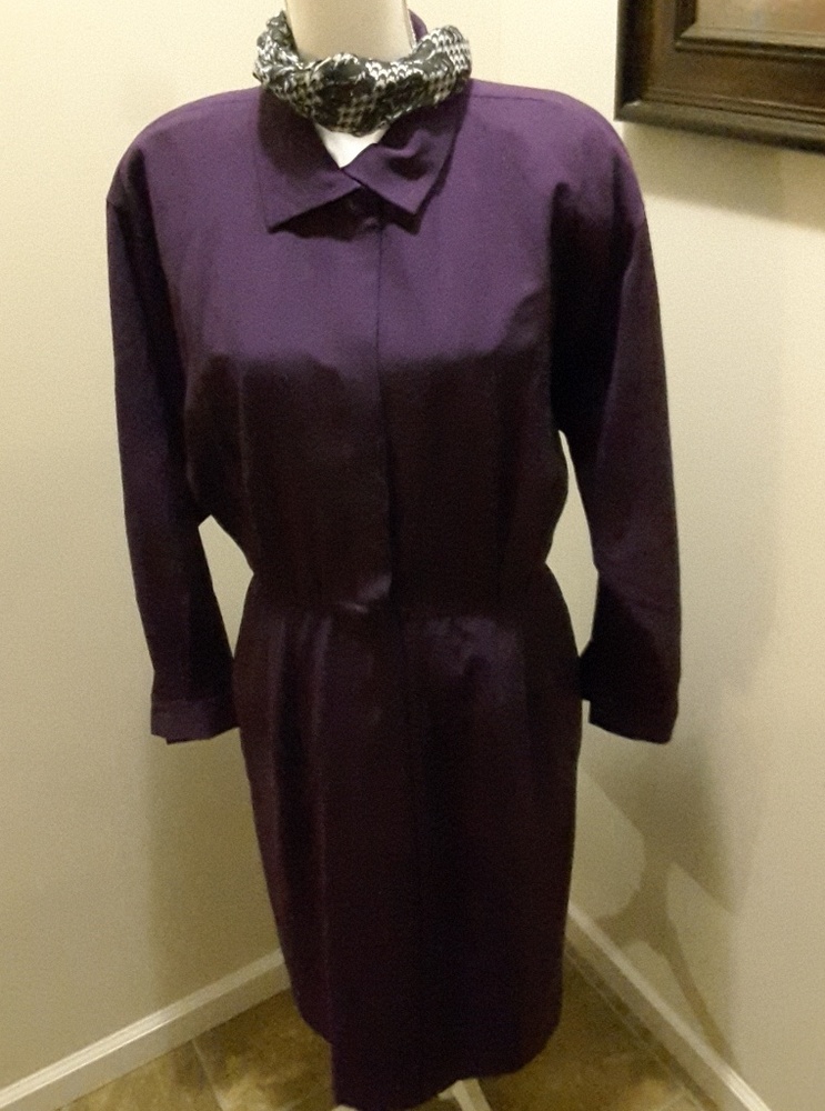Doncaster purple long sleeve wool dress size 14